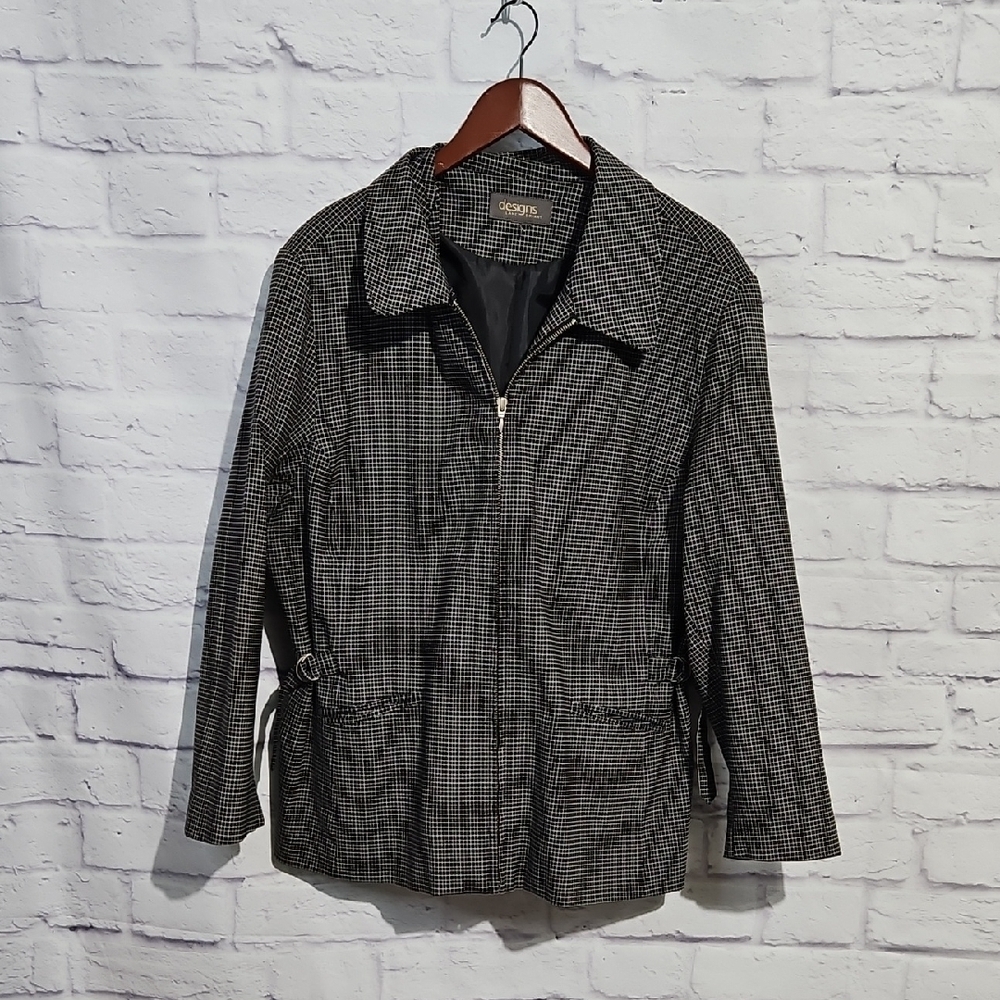 Lane Bryant Checkered Zip Blazer